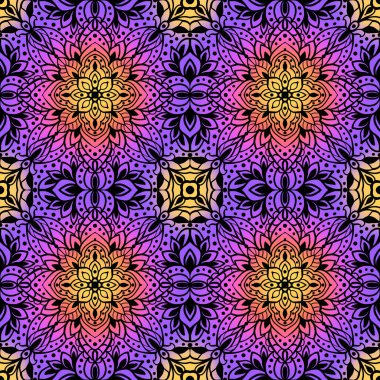 Arabesk retro tarzı ile Seamless modeli. Resimde çizilmiş.