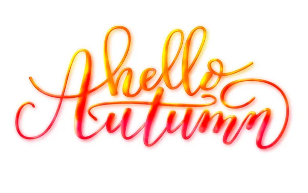 Hand Lettering Hello Autumn Bright Lettering Isolated White — Stock Photo, Image