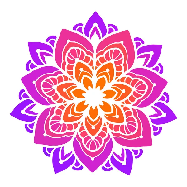 孤立在白色背景上的蓝色和粉红色曼荼罗 手绘插画 — 图库矢量图片