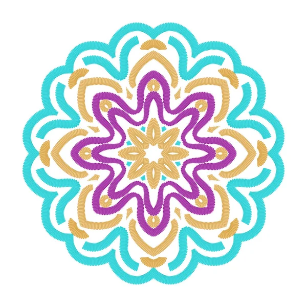 Mandala Bordado Aislado Sobre Fondo Blanco Ilustración Hecha Mano Vector — Vector de stock