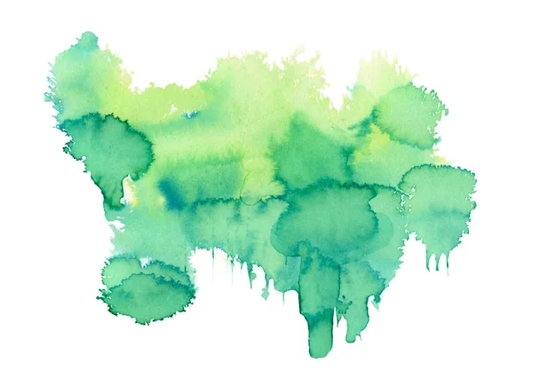 Macchia Verde Acquerello Isolata Sfondo Bianco Illustrazione Disegnata Mano — Foto Stock