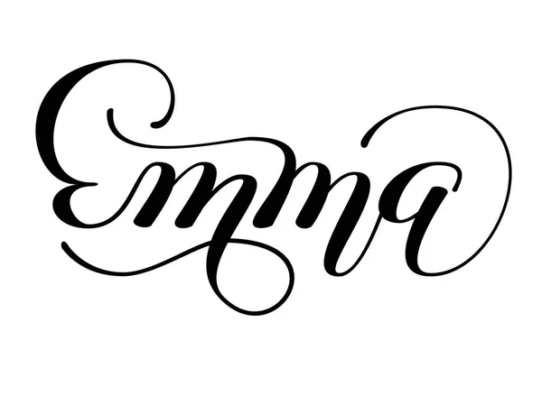 Girl Name Emma Brush Pen Lettering Isolated Background Handwritten Vector — Stock Vector