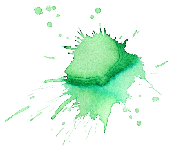 Zelené Místo Akvarel Izolované Bílém Pozadí — Stock fotografie