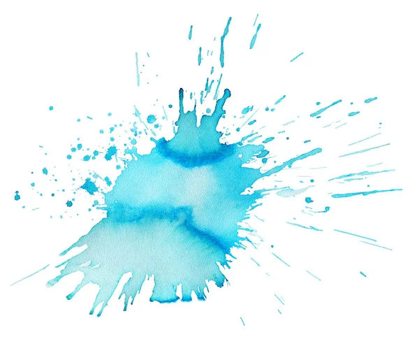 Tache Aquarelle Bleue Isolée Sur Fond Blanc — Photo