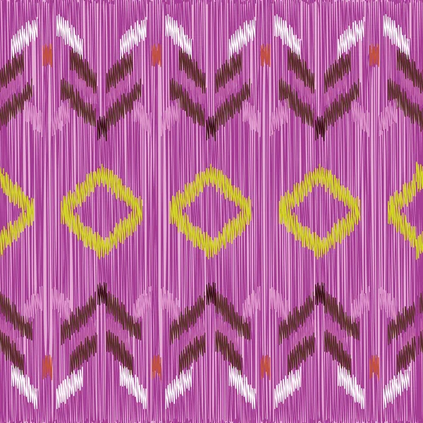 Ikat Pattern Senza Soluzione Continuità Sfondo Astratto Disegno Tessile Carta — Vettoriale Stock