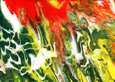 Akrilik akıyor. Rengarenk bir geçmişi var. El çizimi illüstrasyon. 