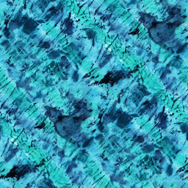 Nahtloses Muster Aus Indigo Und Grüner Farbe Auf Weißer Seide — Stockfoto