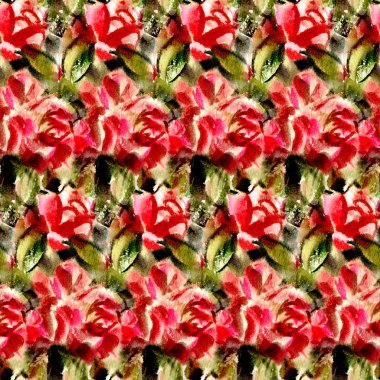 Kırmızı sulu boya gül ile Seamless modeli. Resimde çizilmiş. 