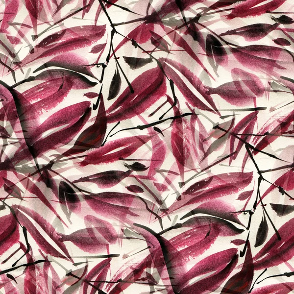 Nahtloses Muster Mit Herbstblättern Aquarell Handgezeichnete Illustration — Stockfoto