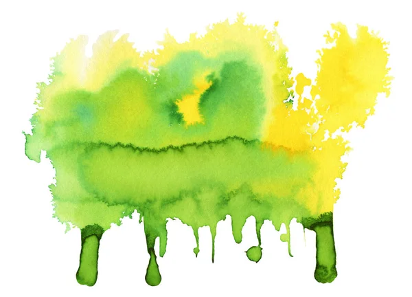 Зеленое Желтое Пятна Акварели Изолированные Белом Фоне — стоковое фото