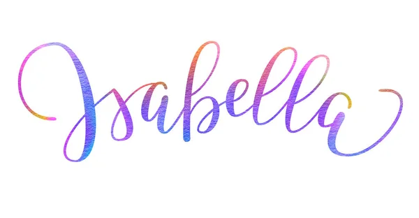 Girl Name Isabella Watercolor Lettering Isolated White Background Hand Drawn — Stock Photo, Image