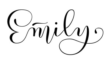 Kızın adı - Emily. Arka plan üzerinde izole kalem yazı fırça. El yazısı vektör çizim.