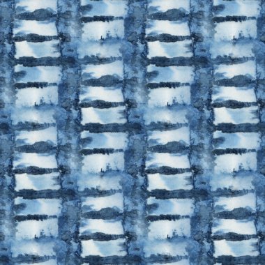 Beyaz ipeğin üzerindeki çivit rengi kusursuz kravat boyası deseni. El boyası kumaşlar - nodüler batik. Shibori boyaması.. 