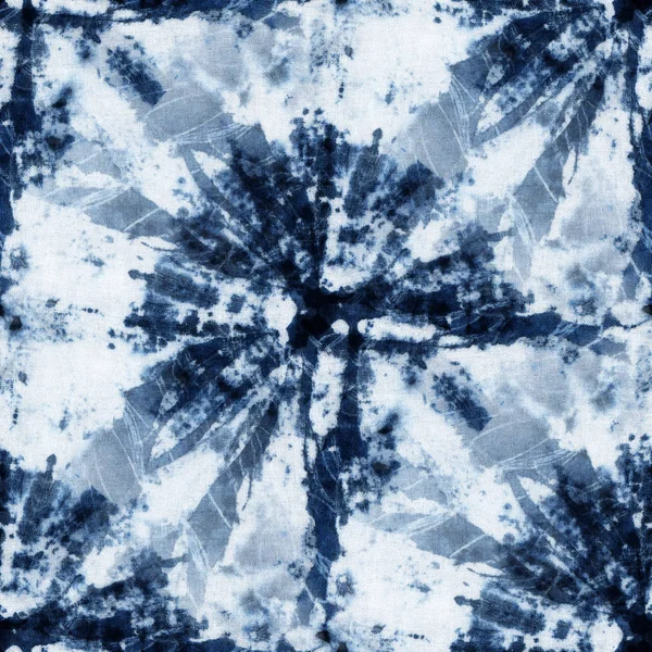 Naadloze Tie Dye Patroon Van Indigo Kleur Witte Zijde Handschilderstoffen — Stockfoto