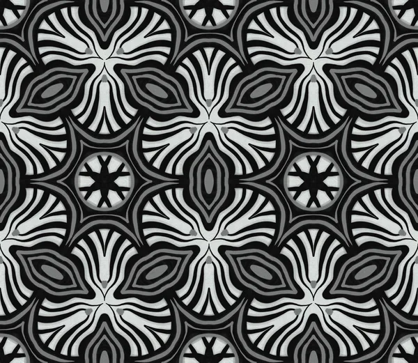 Monochrome  seamless pattern in Oriental style with fabric texture.  Hand-drawn illustration.