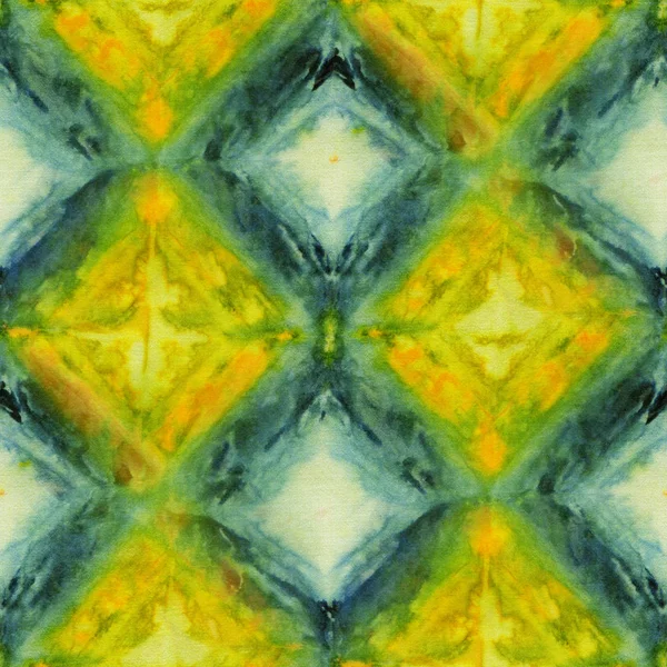 Seamless Tie Dye Pattern Yellow Green Color White Silk Hand — Stock Photo, Image