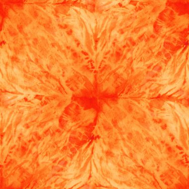 Beyaz ipek üzerinde turuncu renkli kusursuz kravat deseni. El boyası kumaşlar - nodüler batik. Shibori boyaması.. 