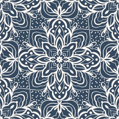 Siyah ve beyaz çiçek ve geometrik süsleme bir retro tarzı ile seamless modeli. Vektör çizim