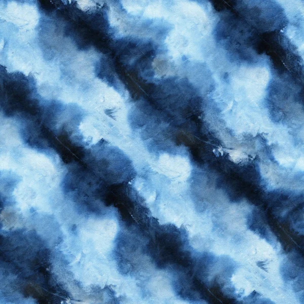 Seamless Tie Dye Pattern Indigo Color White Silk Hand Painting — Stock Photo, Image