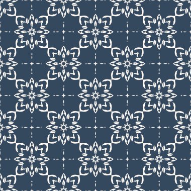 Siyah ve beyaz çiçek ve geometrik süsleme bir retro tarzı ile seamless modeli. Vektör çizim