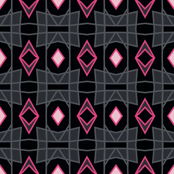 Черно Белый Бесшовный Узор Цветочным Геометрическим Рисунком Стиле Ретро Векторная — стоковый вектор