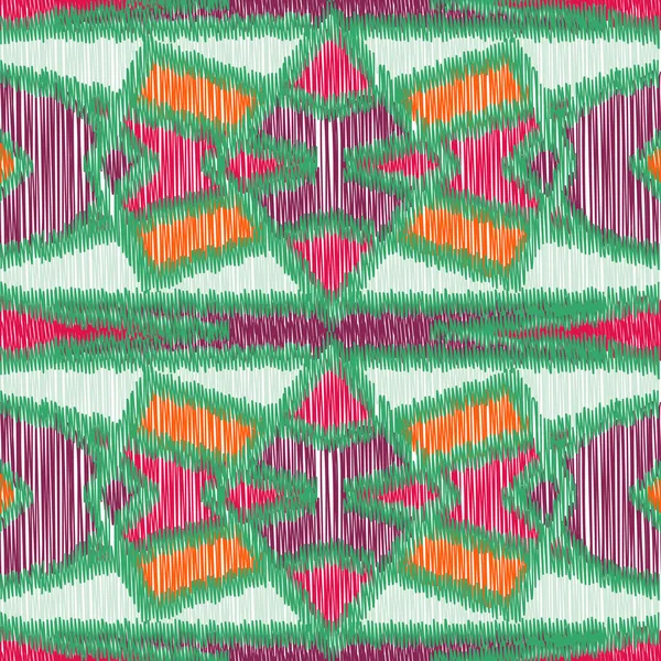 Patrón Ikat Sin Costuras Fondo Abstracto Para Diseño Textil Papel — Vector de stock