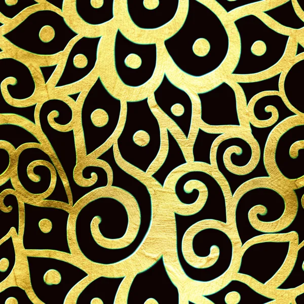 アラベスクとゴールドシームレスパターン 手描きイラスト — ストック写真