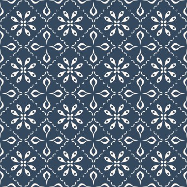 Siyah ve beyaz çiçek ve geometrik süsleme bir retro tarzı ile seamless modeli. Vektör çizim