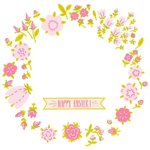 Frame Form Flower Wreath Hand Drawn Illustration Vector — Stock Vector