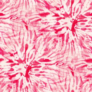 Sorunsuz Tie-boya desen beyaz ipek kırmızı renk. El boyama kumaş - Nodüler batik. Shibori boyama. 