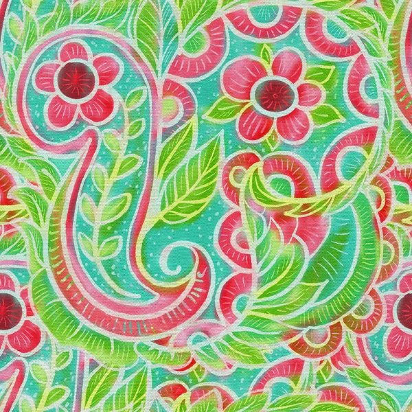 The intricate batik pattern with texture of fabric. Seamless pattern. Hand-drawn illustration.
