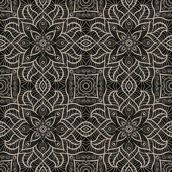 Seamless Pattern Retro Style Arabesques Batik Silk Hand Drawn Illustration — Stock Photo, Image