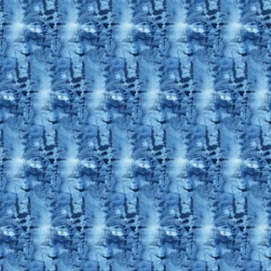 Beyaz ipeğin üzerindeki çivit rengi kusursuz kravat boyası deseni. El boyası kumaşlar - nodüler batik. Shibori boyaması.. 