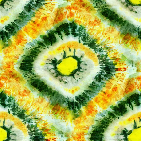 Seamless Tie Dye Pattern Green Color White Silk Hand Painting — Stock Photo, Image