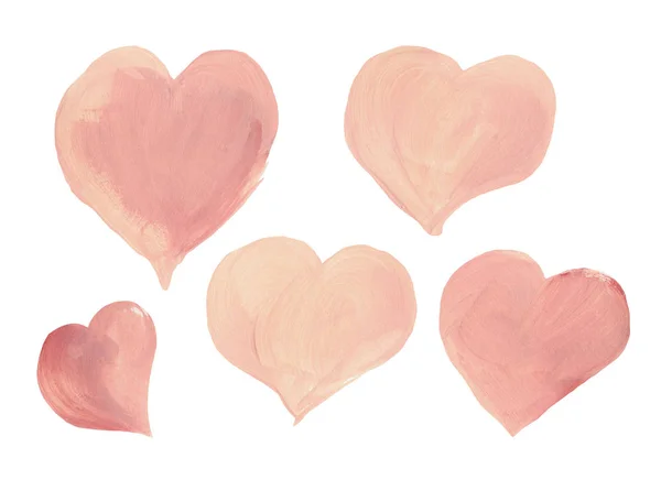 Akvarell Hjärtan Isolerad Vit Bakgrund — Stockfoto