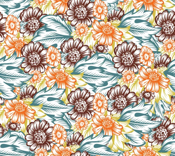 Patrón Sin Costuras Con Flores Dibujo Para Telas Ligeras Verano — Archivo Imágenes Vectoriales