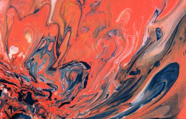 Akrilik akıyor. Rengarenk bir geçmişi var. El çizimi illüstrasyon. 