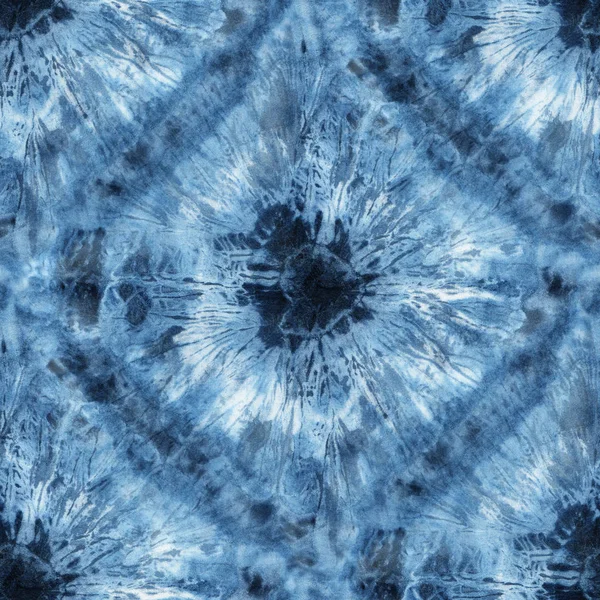 Sömlös Tie Dye Mönster Indigo Färg Vitt Siden Handmålning Tyger — Stockfoto