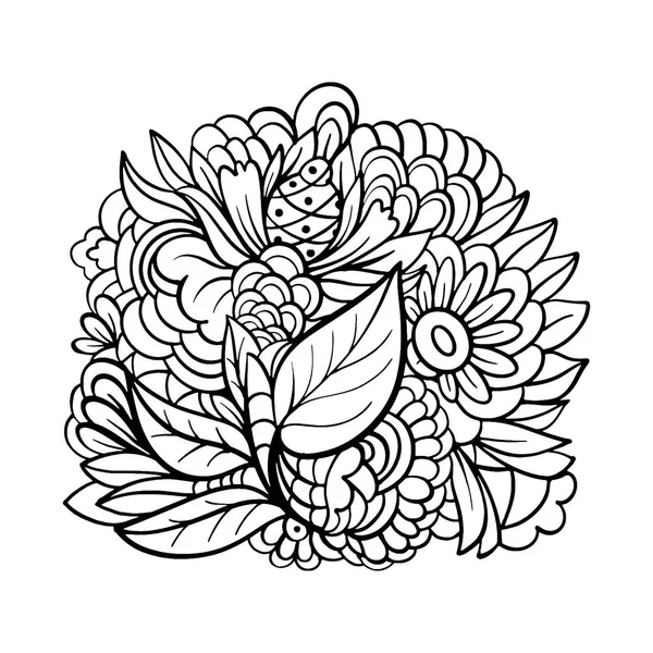 Schwarz Weiße Illustration Von Blumen Handgezeichnete Illustration Vektor — Stockvektor