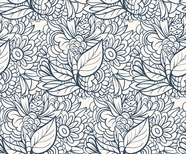 ドアスタイルの花とシームレスなパターン ベクターイラスト — ストックベクタ