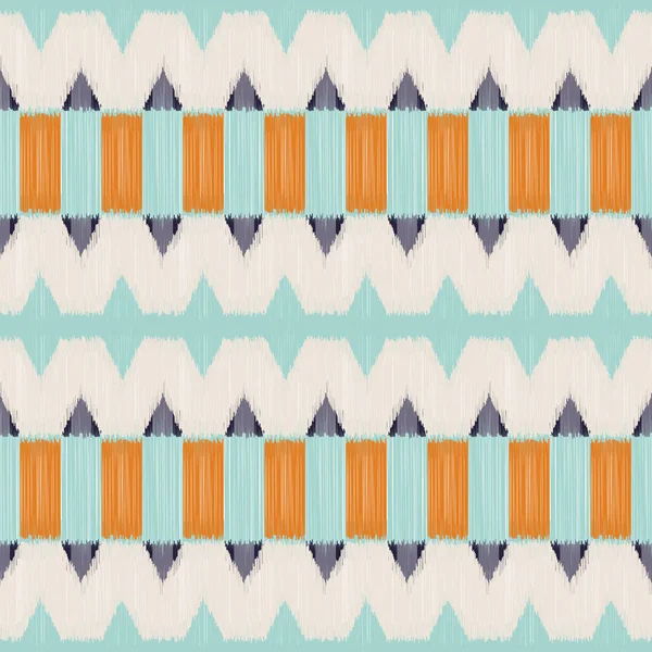 Ikat Pattern Senza Soluzione Continuità Sfondo Astratto Disegno Tessile Carta — Vettoriale Stock