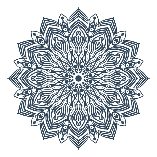Monochromatyczna Mandala Wyizolowana Białym Tle Ręcznie Rysowana Ilustracja Wektor — Wektor stockowy