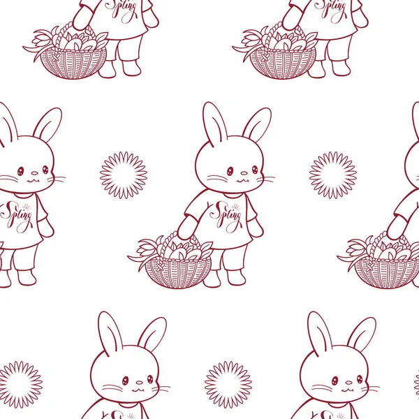 Modello Senza Soluzione Continuità Con Divertente Cartone Animato Bunnies Illustrazione — Vettoriale Stock