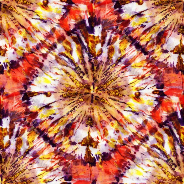 Multicolor Sömlös Tie Dye Mönster Vitt Siden Hand Målning Tyger — Stockfoto