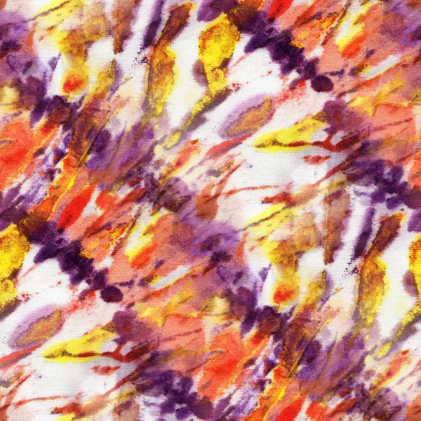 Multicolor Seamless Tie Dye Patroon Witte Zijde Hand Schilderij Stoffen — Stockfoto