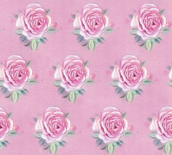 Seamless Pattern Watercolor Roses Hand Drawn Illustration — Stock Photo, Image