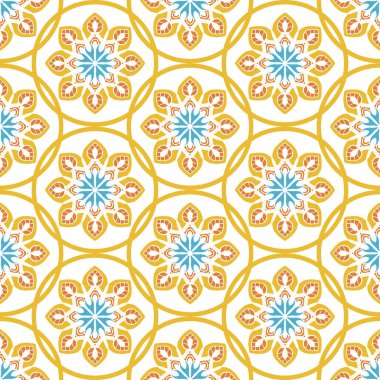 Dekoratif daireler ve mandala tarzında kusursuz desenler. Vektör illüstrasyonu.