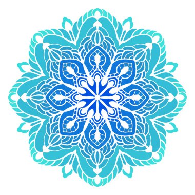 Beyaz arkaplanda çok renkli mandala izole edilmiş. Elle çizilmiş illüstrasyon. Vektör.