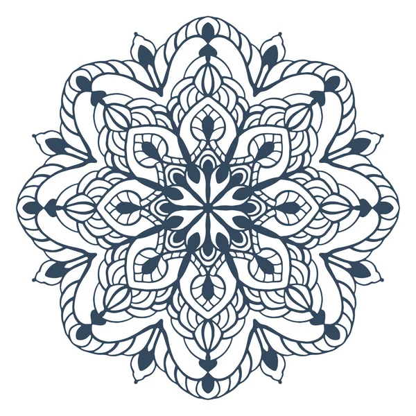 Mandala Monocromatico Isolato Sfondo Bianco Illustrazione Disegnata Mano Vettore — Vettoriale Stock