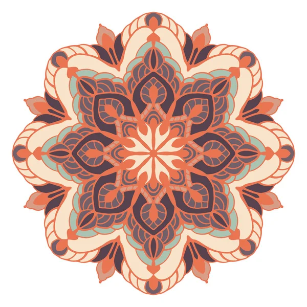 Mandala Multicolor Aislado Sobre Fondo Blanco Ilustración Hecha Mano Vector — Vector de stock